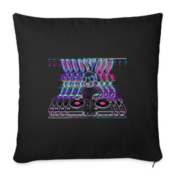 Cyberpunk Neon Beat DJ Rabbit - Sofa pillowcase 17,3'' x 17,3'' (45 x 45 cm) - black - Front