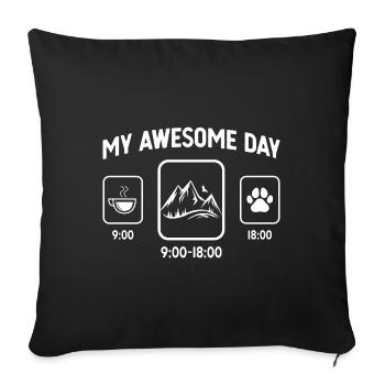 Ma belle journée - Patte de chien - Montagne - - Housse de coussin décorative 45 x 45 cm - noir - Devant