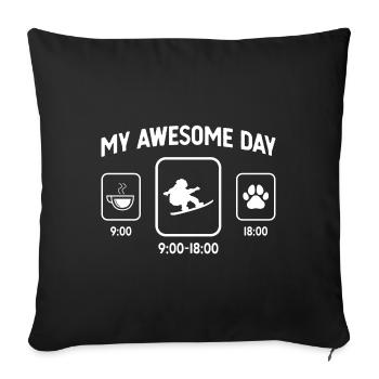 My great day - Dog's paw - Snowboarding - - Sofa pillowcase 17,3'' x 17,3'' (45 x 45 cm) - black - Front
