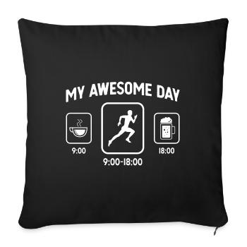 My Awesome Day - Bière - Course à pied - - Housse de coussin décorative 45 x 45 cm - noir - Devant