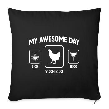 Ma belle journée - Vin - Poule - - Housse de coussin décorative 45 x 45 cm - noir - Devant