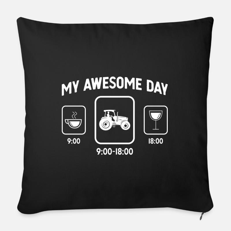 Ma journée géniale - Vin - Guy conduisant un tracteur - - Housse de coussin décorative 45 x 45 cm - noir