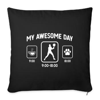 My Great Day - Patte de chien - Tennis Playing Ma - Housse de coussin décorative 45 x 45 cm - noir - Devant