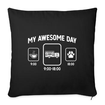 Ma belle journée - Patte de chien - Camion de pompiers - - Housse de coussin décorative 45 x 45 cm - noir - Devant