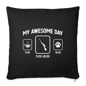 Ma belle journée - Patte de chien - Chasse - - Housse de coussin décorative 45 x 45 cm - noir - Devant