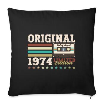 50e anniversaire Original août 1974 Cassette 1974 - Housse de coussin décorative 45 x 45 cm - noir - Devant