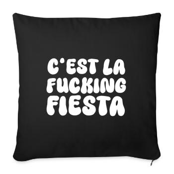 C'est la Fiesta Bold Phrase - Sofa pillowcase 17,3'' x 17,3'' (45 x 45 cm) - black - Front
