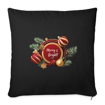Joyeux et lumineux | Noël | Boules de Noël - Housse de coussin décorative 45 x 45 cm - noir - Devant
