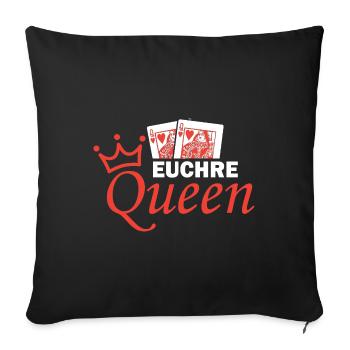 Euchre Queen Kartenspiel Design - Sofakissenbezug 45 x 45 cm - Schwarz - Vorne