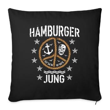 98 Hamburger Jung Peace Anker Seil - Sofakissenbezug 45 x 45 cm - Schwarz - Vorne