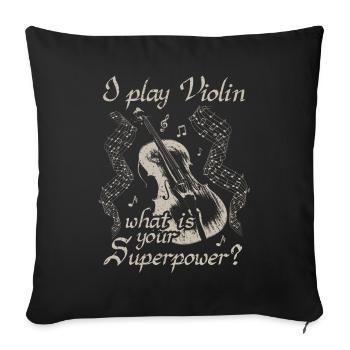 Cadeau de violon violon orchestre violoniste violoniste - Housse de coussin décorative 45 x 45 cm - noir - Devant