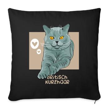 Chat britannique à poil court - Housse de coussin décorative 45 x 45 cm - noir - Devant