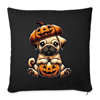 Cute Halloween Pug Cartoon Pumpkin Dog Whimsical - Sofa pillowcase 17,3'' x 17,3'' (45 x 45 cm) - black - Front