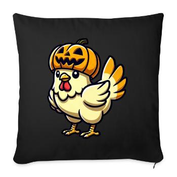 Halloween Poulet Citrouille Dessin animé Octobre - Housse de coussin décorative 45 x 45 cm - noir - Devant