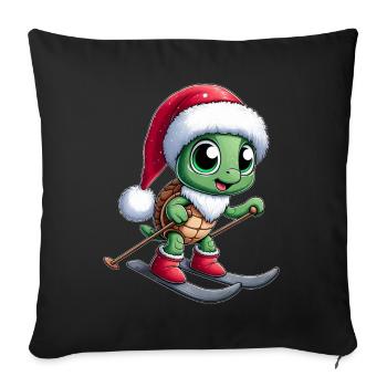 Christmas Turtle Santa Skier Winterspor - Sofa pillowcase 17,3'' x 17,3'' (45 x 45 cm) - black - Front