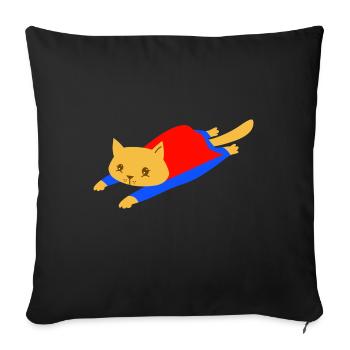 Chat super-héros - Housse de coussin décorative 45 x 45 cm - noir - Devant