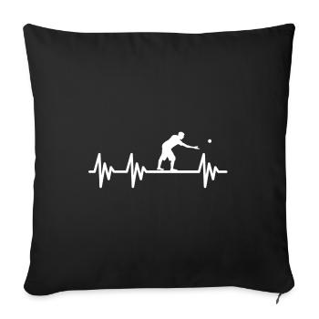 Boules Pétanque Petanque Battement de coeur - Housse de coussin décorative 45 x 45 cm - noir - Devant