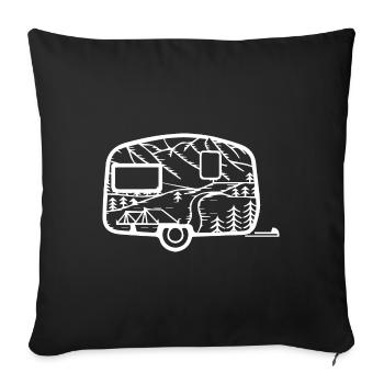 Berg - Camping Wohnwagen - (4) - Sofakissenbezug 45 x 45 cm - Schwarz - Vorne