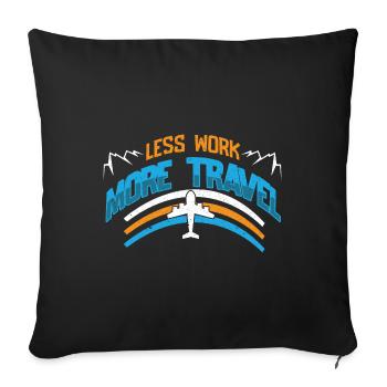 Vacances, Voyage, Avion, Soleil, Mer, Plage - Housse de coussin décorative 45 x 45 cm - noir - Devant