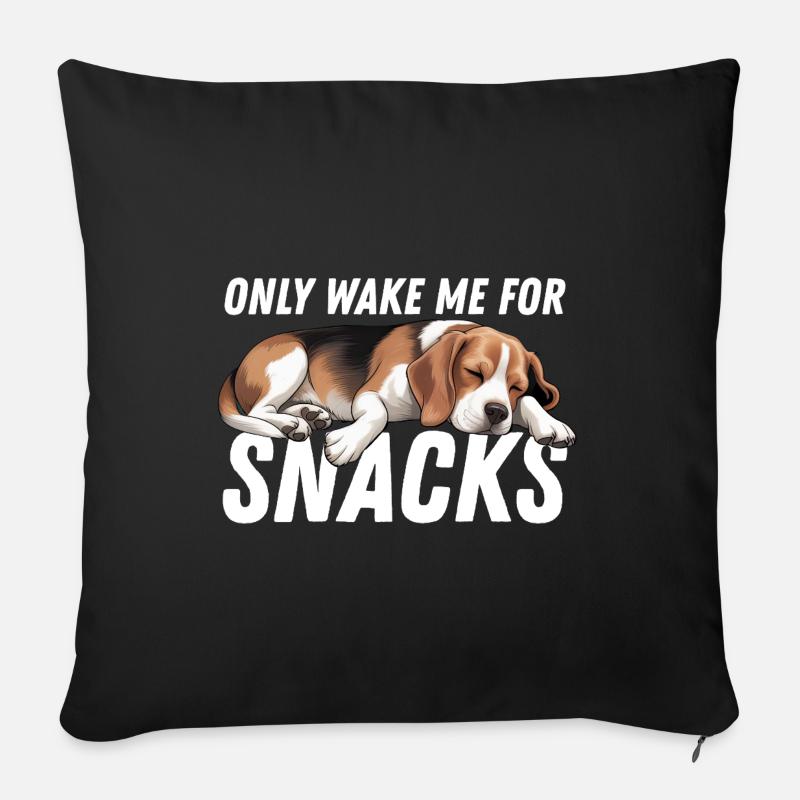 Lustiger Beagle Hund Wake Me Only Für Snacks - Sofakissenbezug 45 x 45 cm - Schwarz