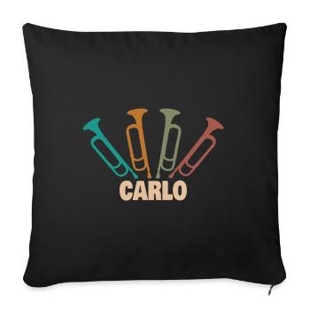 Blasinstrument Trompetenspieler Tube Carlo - Sofakissenbezug 45 x 45 cm - Schwarz - Vorne