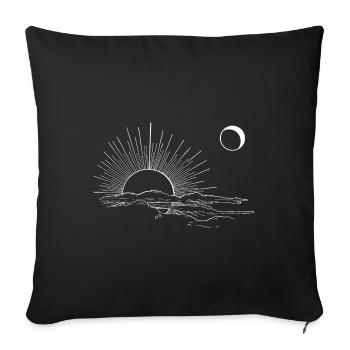 Soleil levant Lune jour et nuit - Housse de coussin décorative 45 x 45 cm - noir - Devant