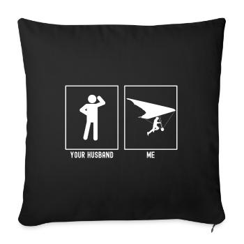 Son mari - Moi - planant suspendu - Housse de coussin décorative 45 x 45 cm - noir - Devant
