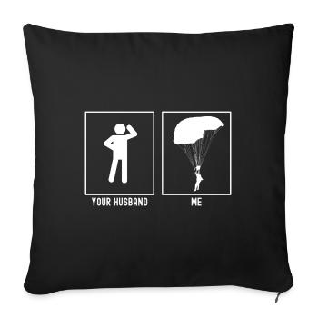 Votre mari - Moi - Vue latérale en parapente - Housse de coussin décorative 45 x 45 cm - noir - Devant