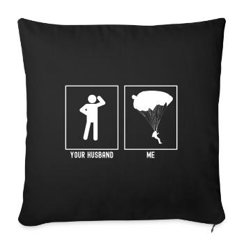 Your husband - Me - Paragliding side view - Sofa pillowcase 17,3'' x 17,3'' (45 x 45 cm) - black - Front