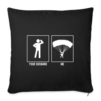 Her husband - Me - Paragliding Descent - Sofa pillowcase 17,3'' x 17,3'' (45 x 45 cm) - black - Front