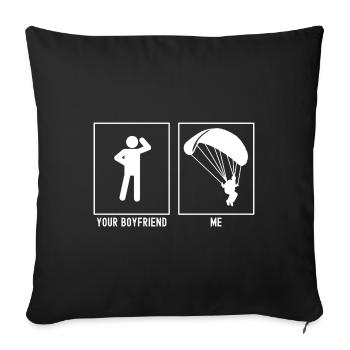 Ton ami - Moi - Atterrissage en parapente - Housse de coussin décorative 45 x 45 cm - noir - Devant