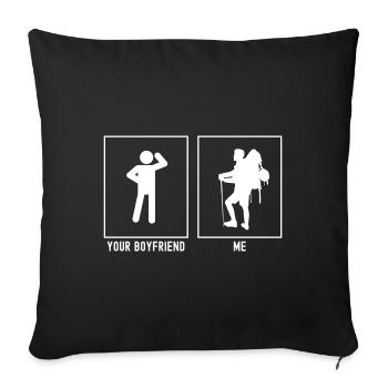 Votre ami - moi - randonnée debout avec bâton - Housse de coussin décorative 45 x 45 cm - noir - Devant