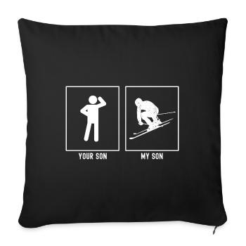 Ihr Sohn - Mein Sohn - Skifahren in der Hocke Vekt - Sofakissenbezug 45 x 45 cm - Schwarz - Vorne