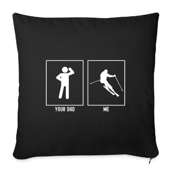Dein Vater - Ich - Skifahren bergab - Sofakissenbezug 45 x 45 cm - Schwarz - Vorne