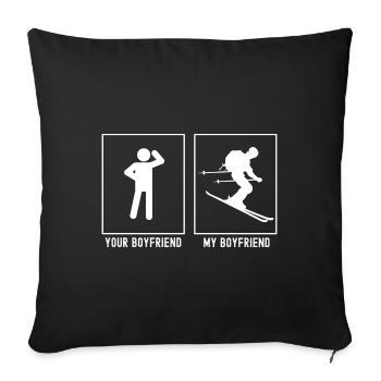 Votre ami - Mon ami - Skier ci-dessous - Housse de coussin décorative 45 x 45 cm - noir - Devant