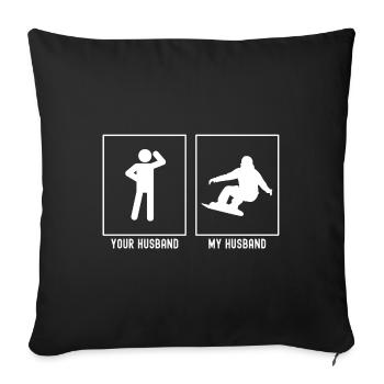 Votre mari - Mon mari - Snowboard avec compétition - Housse de coussin décorative 45 x 45 cm - noir - Devant