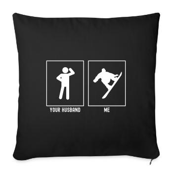 Votre mari - moi - Snowboarding Trick - Housse de coussin décorative 45 x 45 cm - noir - Devant