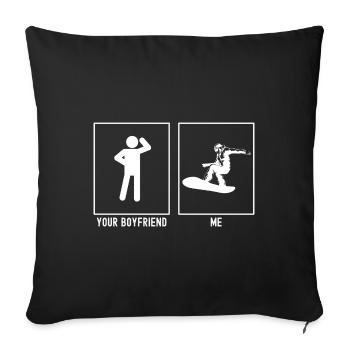 Votre ami - Moi - Snowboarding Vector - Housse de coussin décorative 45 x 45 cm - noir - Devant