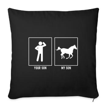 Ton fils - Mon fils - cheval au galop - Housse de coussin décorative 45 x 45 cm - noir - Devant