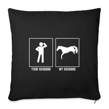 Votre mari - Mon mari - Saut d’obstacles - Housse de coussin décorative 45 x 45 cm - noir - Devant