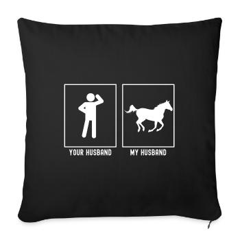 Votre mari - Mon mari - galop à cheval - Housse de coussin décorative 45 x 45 cm - noir - Devant