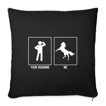 Your husband - me - horse rearing realistic - Sofa pillowcase 17,3'' x 17,3'' (45 x 45 cm) - black - Front