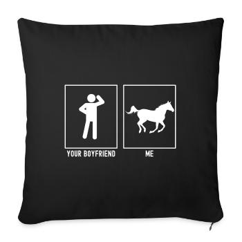 Votre ami - moi - cheval au galop - Housse de coussin décorative 45 x 45 cm - noir - Devant