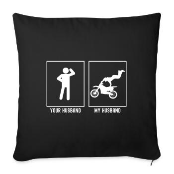 Votre mari - Mon mari - Moto Extreme - Housse de coussin décorative 45 x 45 cm - noir - Devant