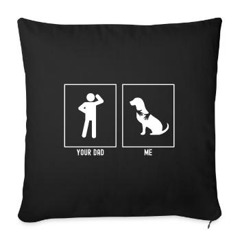 Ton père - moi - homme et chien assis - Housse de coussin décorative 45 x 45 cm - noir - Devant