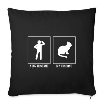 Votre mari - Mon mari - Chat patient - Housse de coussin décorative 45 x 45 cm - noir - Devant