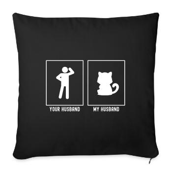 Son mari - Mon mari - Kitty cat - Housse de coussin décorative 45 x 45 cm - noir - Devant