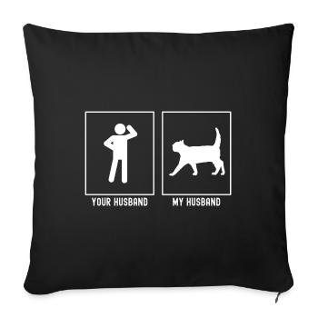 Votre mari - Mon mari - Chat approche Vekt - Housse de coussin décorative 45 x 45 cm - noir - Devant