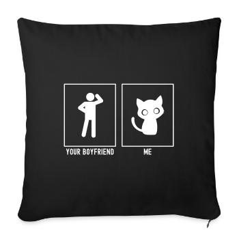 Ton ami - Moi - Chat Yeux mignons - Housse de coussin décorative 45 x 45 cm - noir - Devant