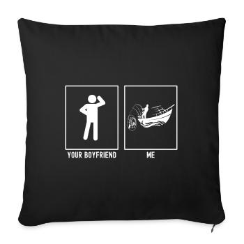 Your friend - I - Fishing fishermen on boat - Sofa pillowcase 17,3'' x 17,3'' (45 x 45 cm) - black - Front